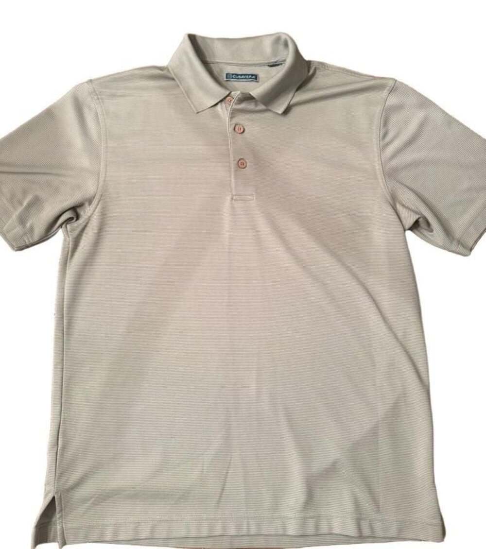 Cubavera Men's Short Sleeve Ribbed Polo Shirt Sage Green with Embroidered Palm T